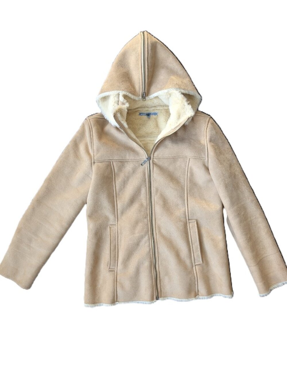 Smart Set Faux Suede Sherpa Jacket with Hood | Medium
